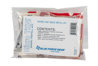 The Blue Force Gear Micro Trauma Kit Basic Medical Supplies comes with a tourniquet and compression bandages